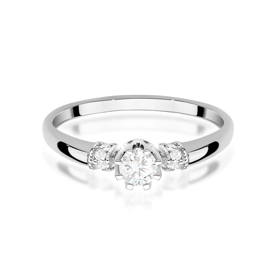 White Gold engagement ring with Round 0.25 ct Central and 0.07 ct Sideline Lab-grown Diamonds by GREMARI, 14K (585) gold