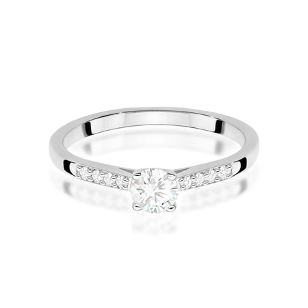 White Gold engagement ring with Round 0.25 ct Central and 0.07 ct Sideline Lab-grown Diamonds by GREMARI, 14K (585) gold