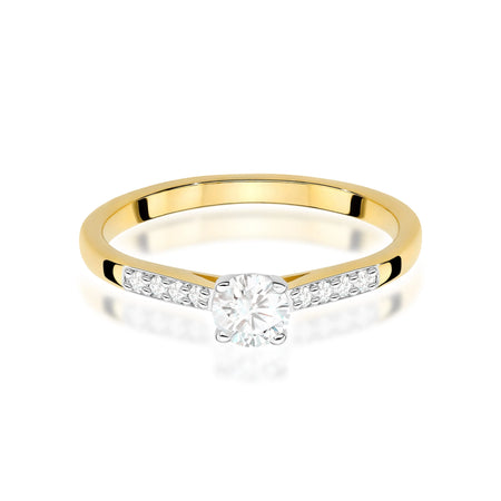 Yellow Gold engagement ring with Round 0.25 ct Central and 0.07 ct Sideline Lab-grown Diamonds by GREMARI, 14K (585) gold