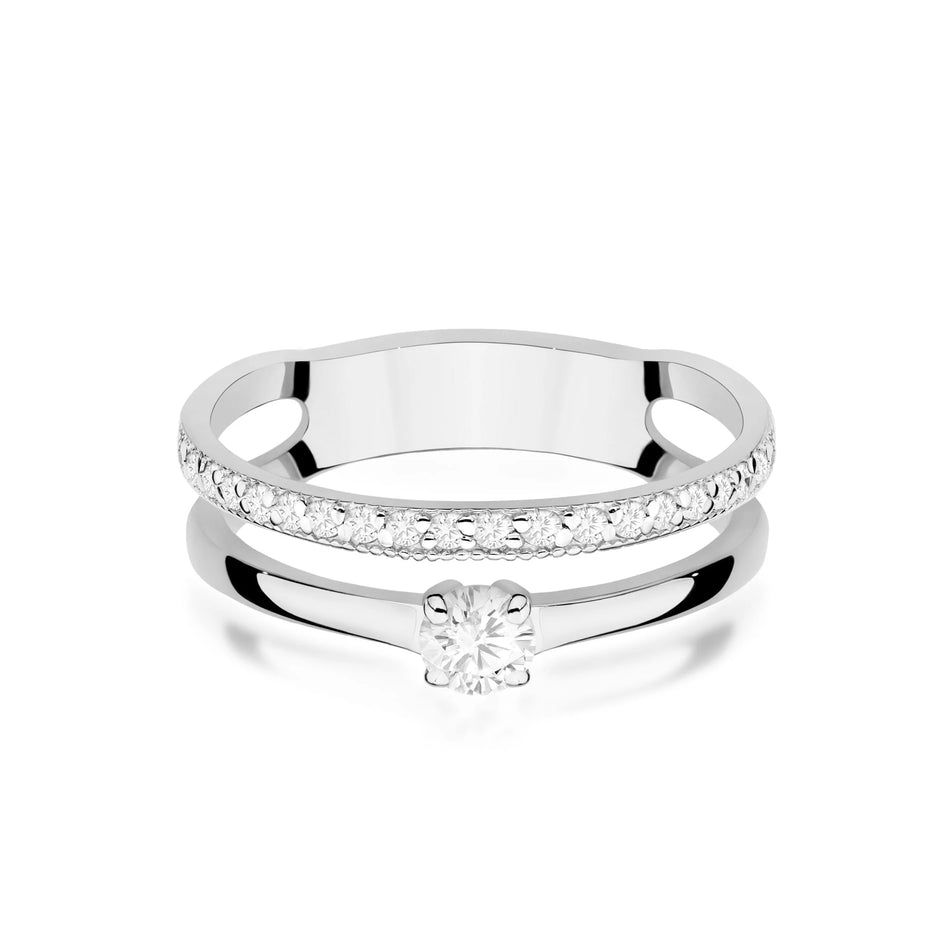 White Gold engagement ring with Round 0.25 ct Central and 0.16 ct Sideline Lab-grown Diamonds by GREMARI, 14K (585) gold