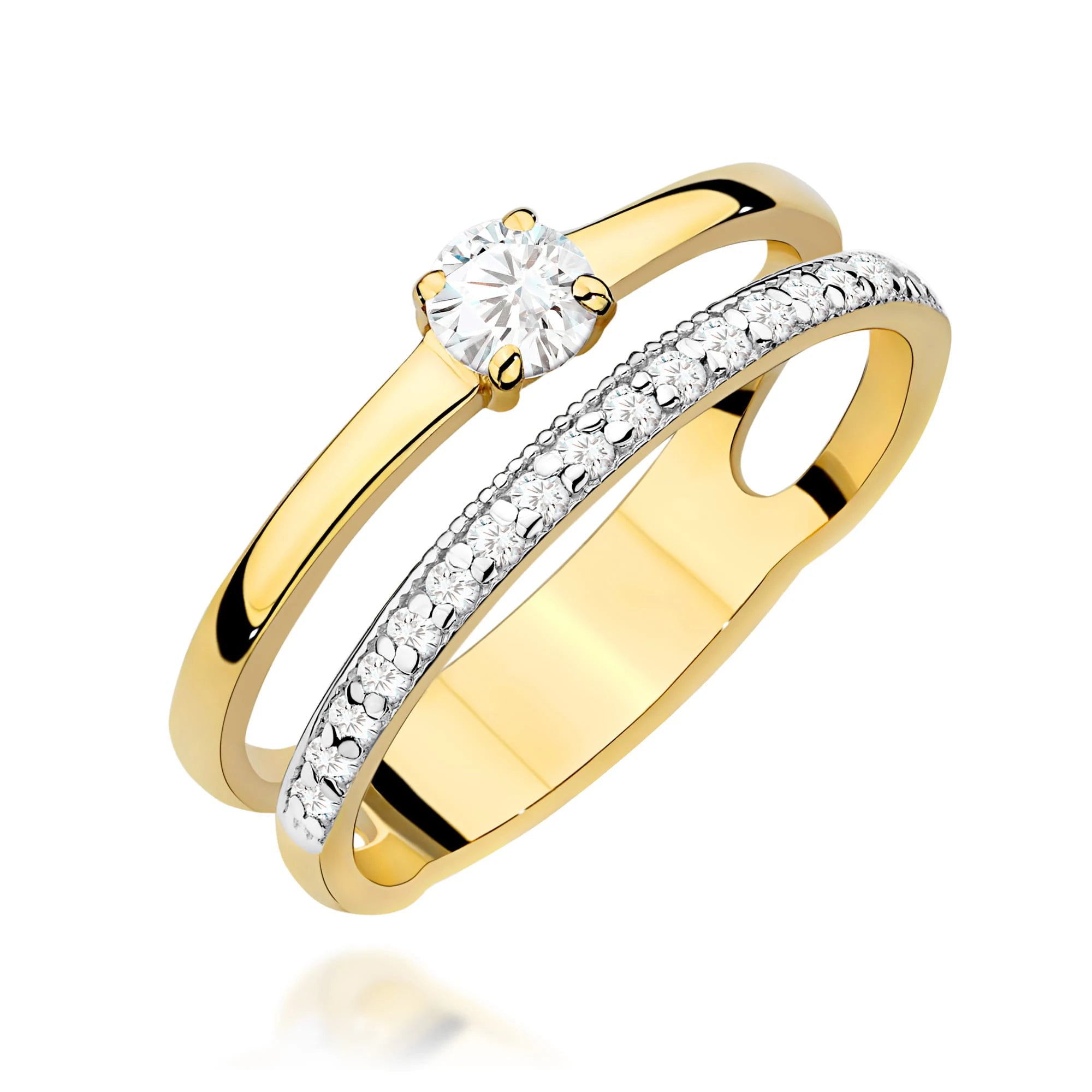 GREMARI Yellow Gold engagement ring with Round 0.25 ct Central and 0.16 ct Sideline Lab-grown Diamonds