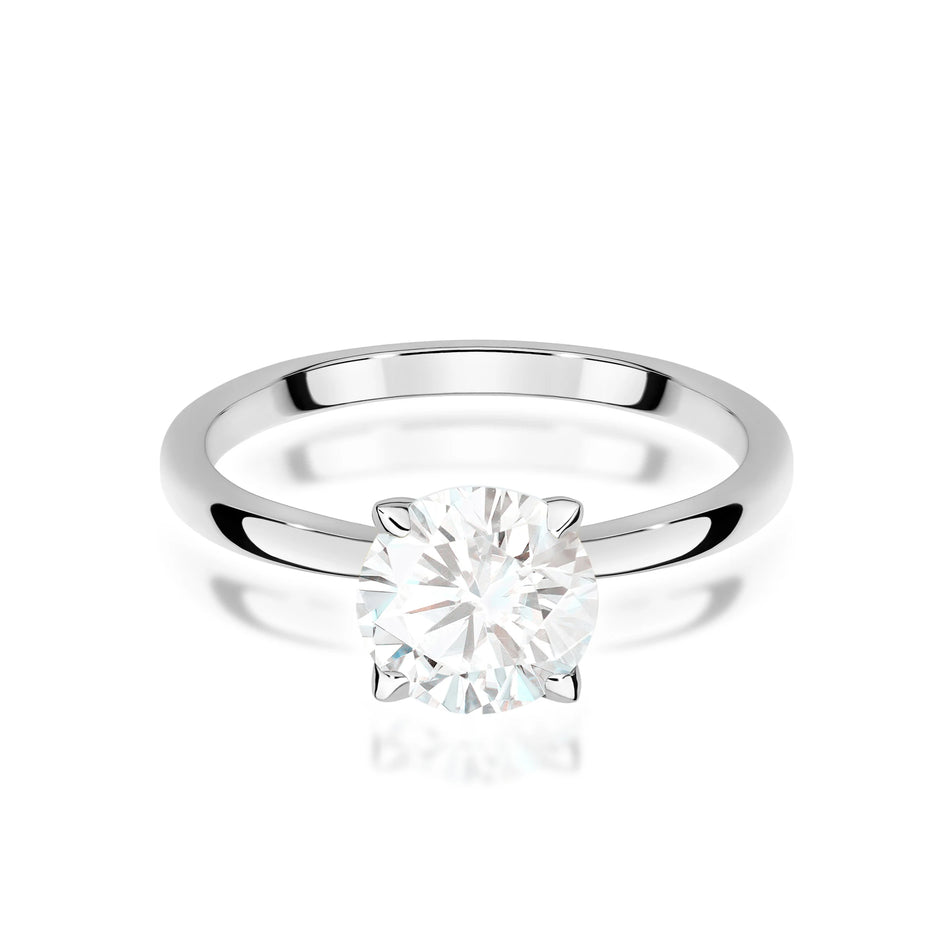 White Gold engagement ring with Round 1.00 ct Lab-grown Diamond by GREMARI, 14K (585) gold