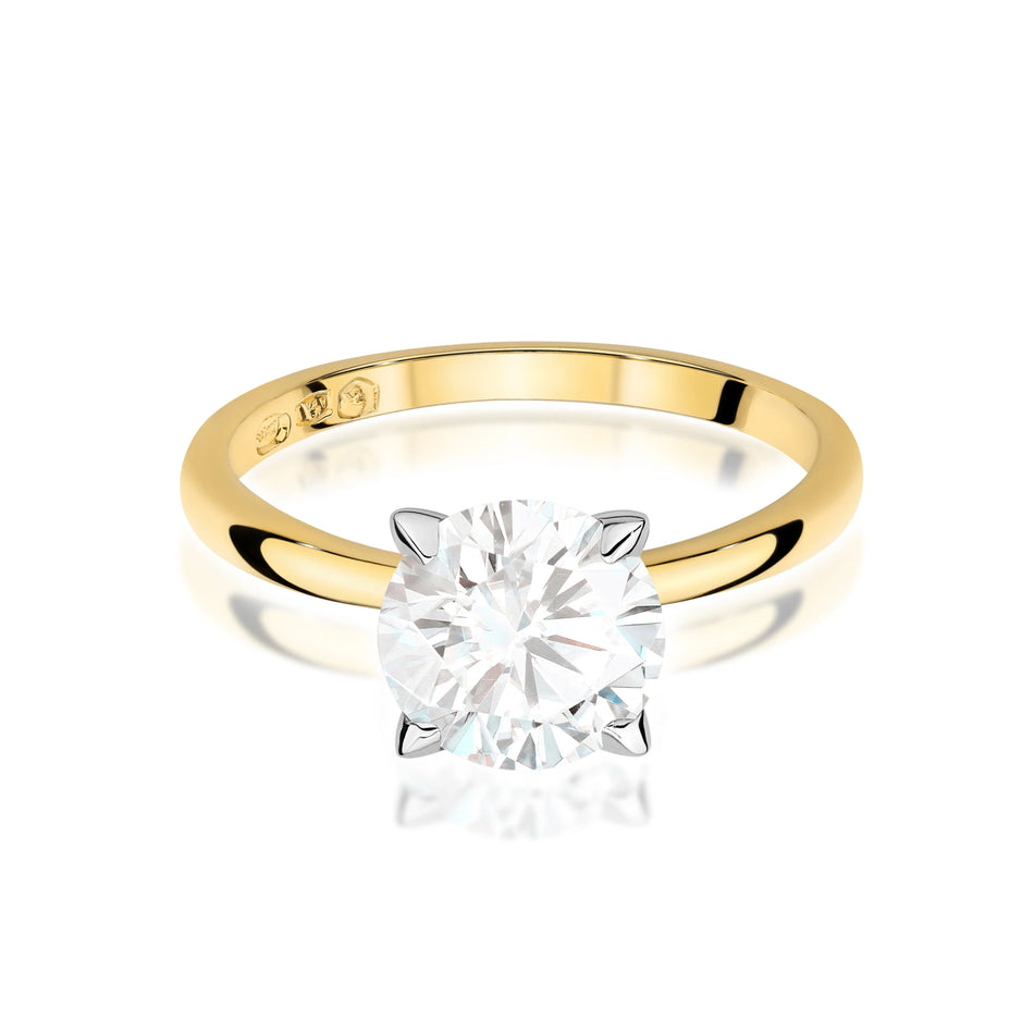 Prsten ze žlutého zlata s kulatým lab-grown diamantem 2,00 ct