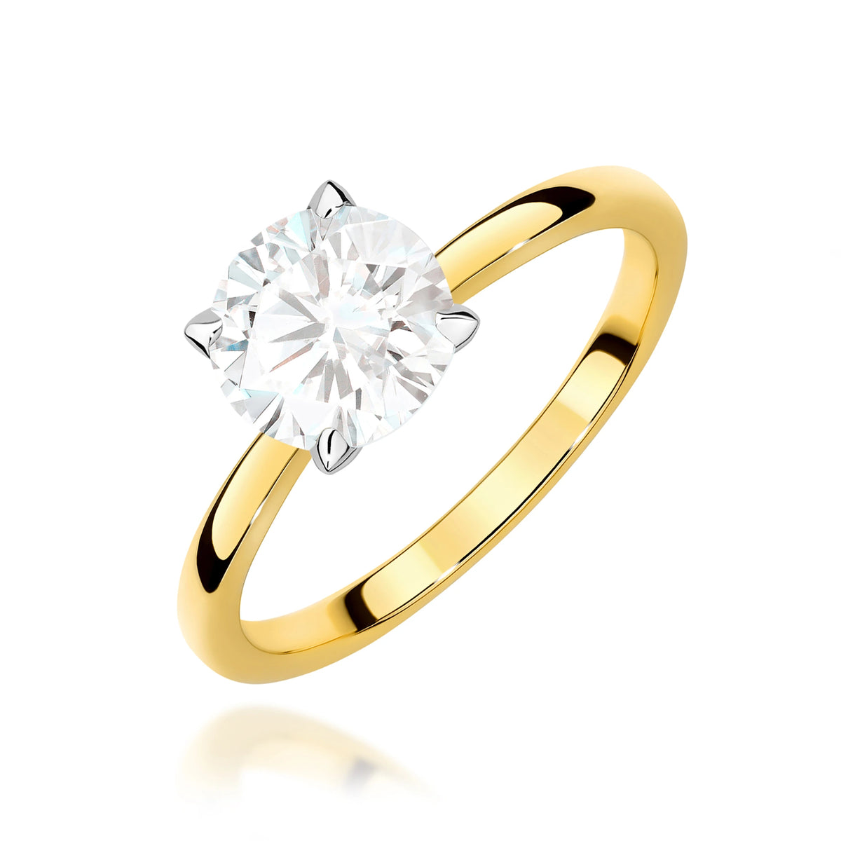 Prsteň zo žltého zlata – lab-grown diamant Round/Brilliant s hmotnosťou 1,50 ct