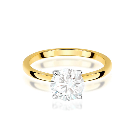 Yellow Gold engagement ring with Round 1.00 ct Lab-grown Diamond by GREMARI, 14K (585) gold