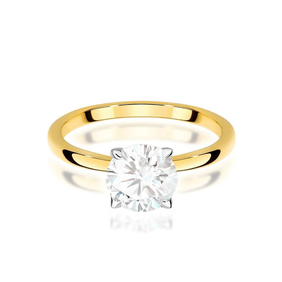 Yellow Gold engagement ring with Round 1.00 ct Lab-grown Diamond by GREMARI, 14K (585) gold