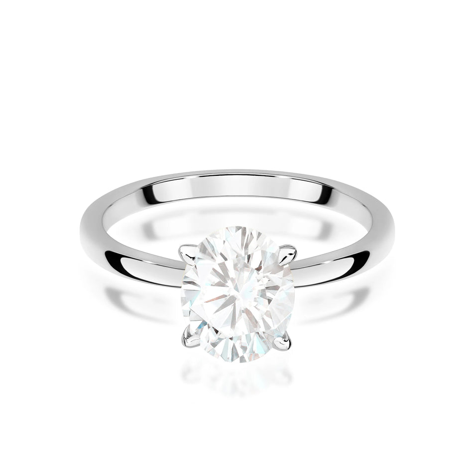 White Gold engagement ring with Oval 1.00 ct Lab-grown Diamond by GREMARI, 14K (585) gold