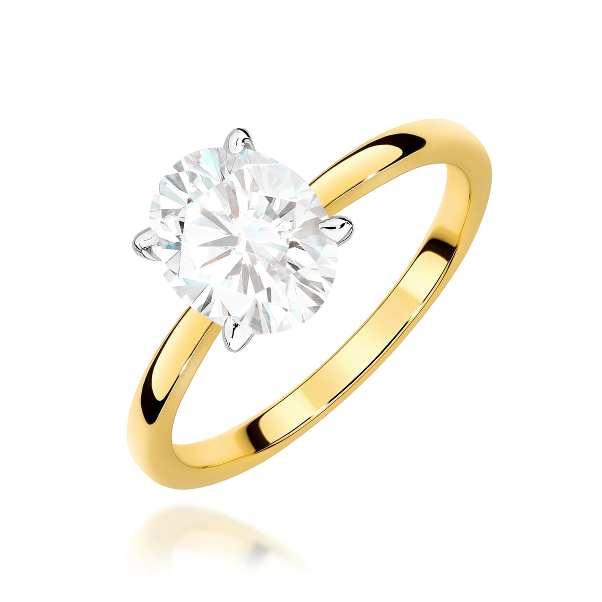 Prsteň zo žltého zlata s lab-grown diamantom 1,50 ct Oval