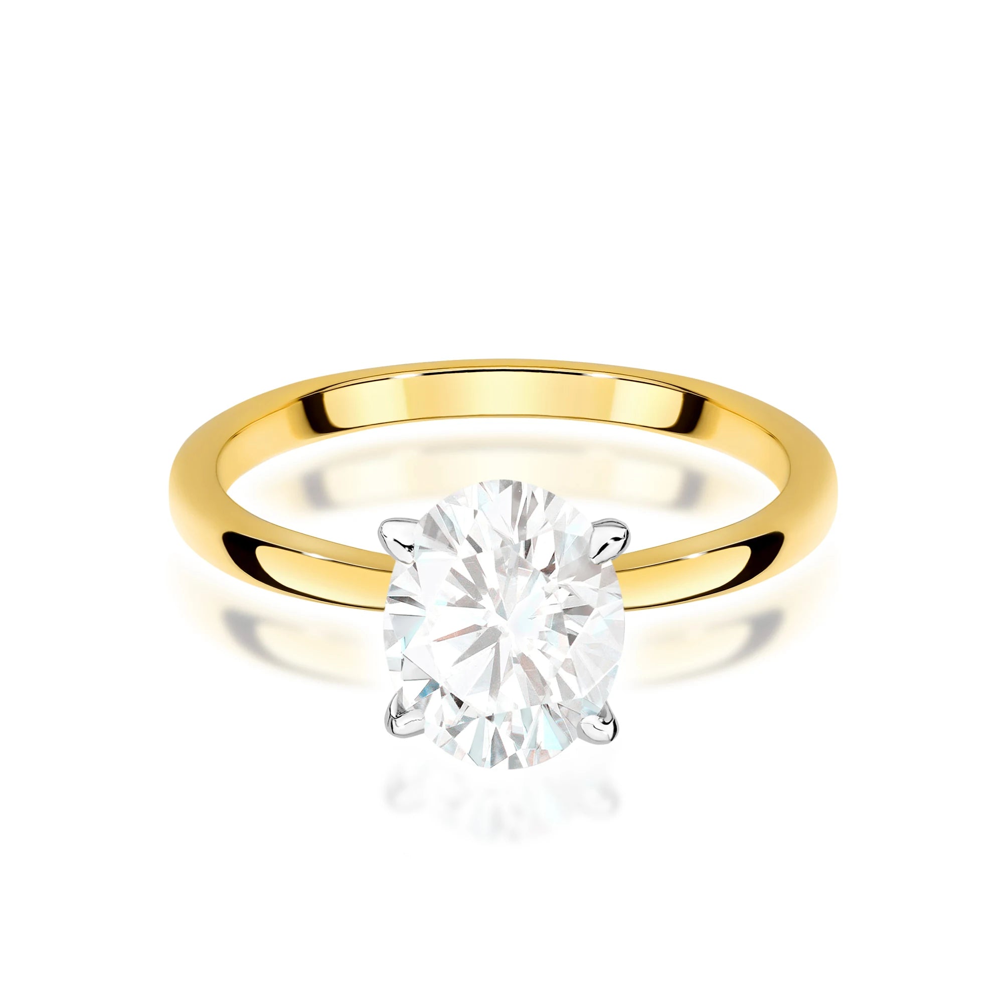 Yellow Gold engagement ring with Oval 1.00 ct Lab-grown Diamond by GREMARI, 14K (585) gold