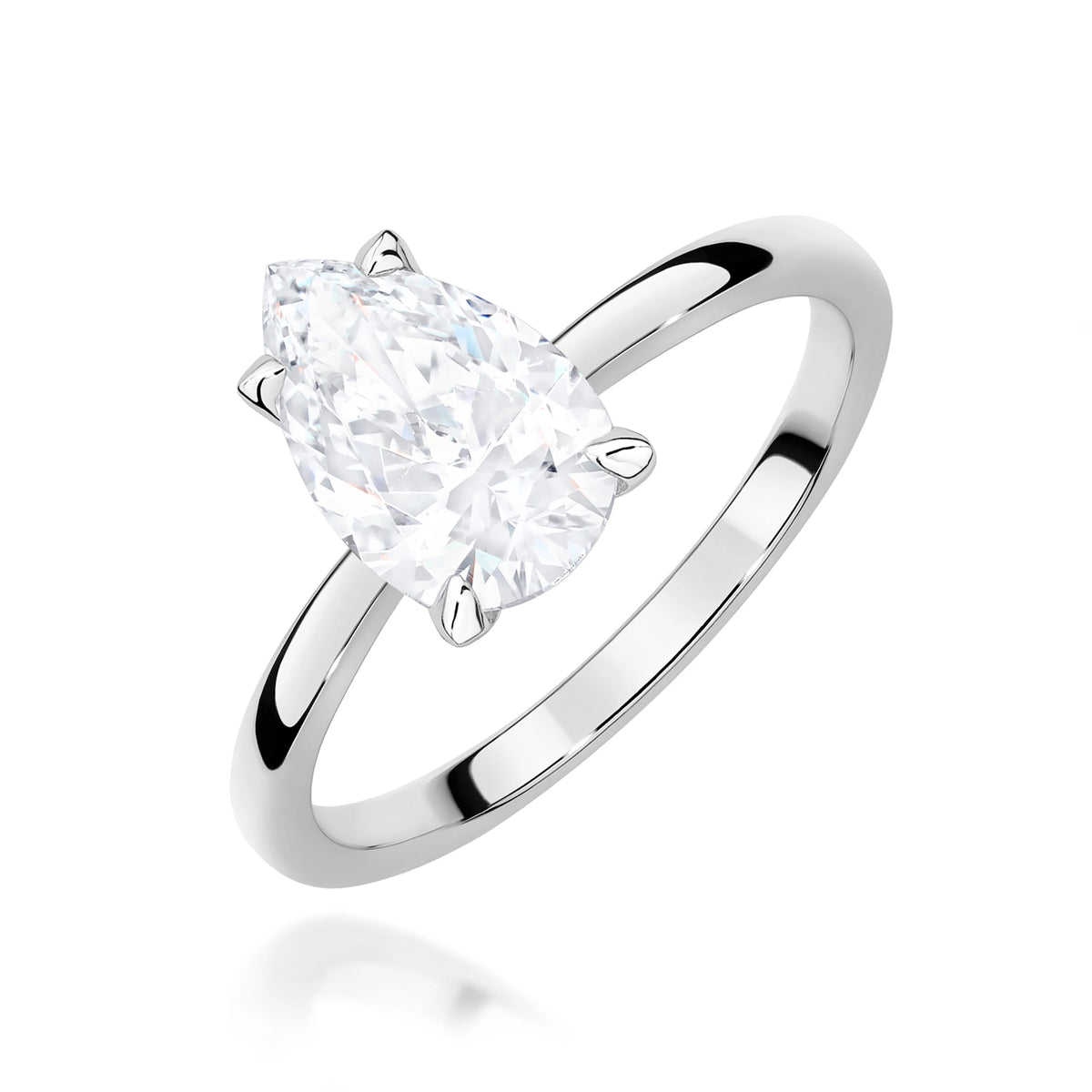 Prsteň z bieleho zlata s lab-grown diamantom Pear s hmotnosťou 1,50 ct
