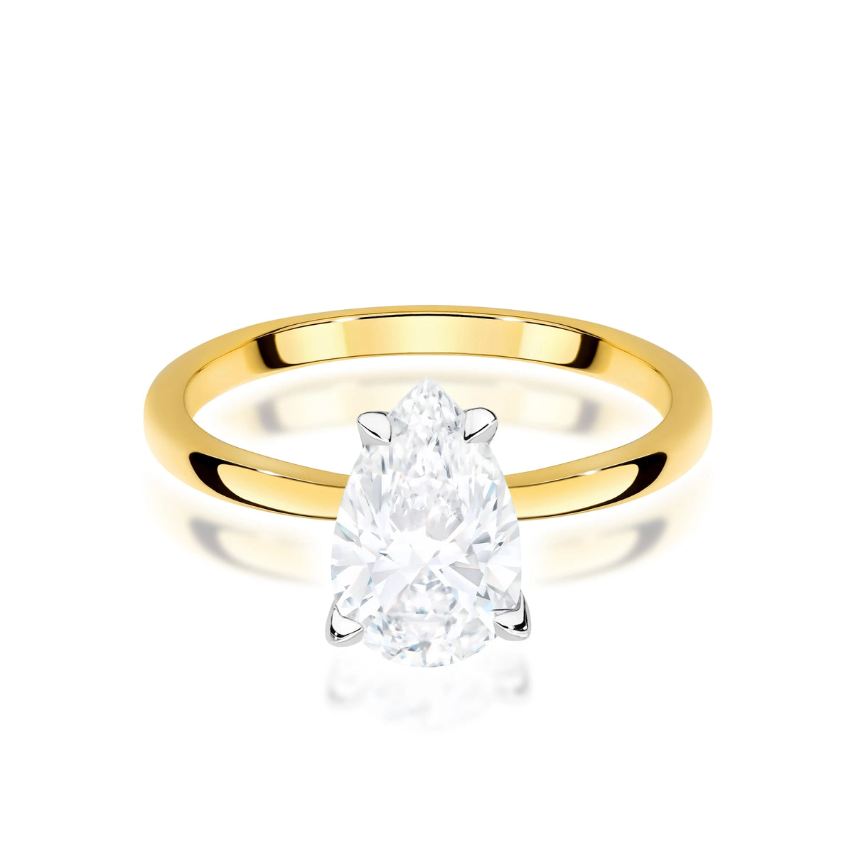 Yellow Gold Ring with Pear 1,50ct Lab-grown Diamond