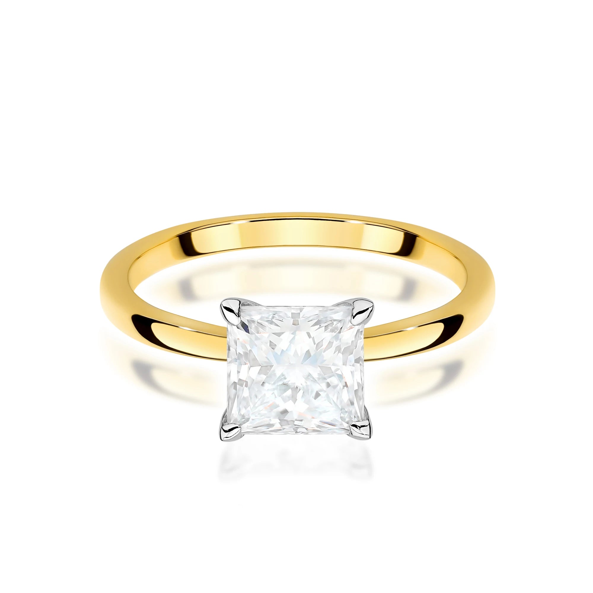 Yellow Gold engagement ring with Princess 1.00 ct Lab-grown Diamond by GREMARI, 14K (585) gold