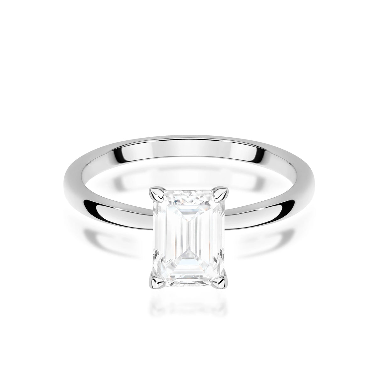 White Gold Ring with Emerald 1,50ct Lab-grown Diamond