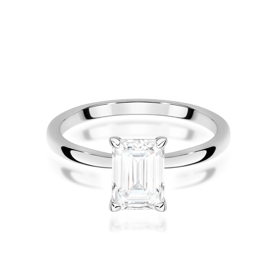 White Gold Ring with Emerald 1,50ct Lab-grown Diamond