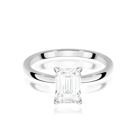 White Gold engagement ring with Emerald 1.00 ct Lab-grown Diamond by GREMARI, 14K (585) gold