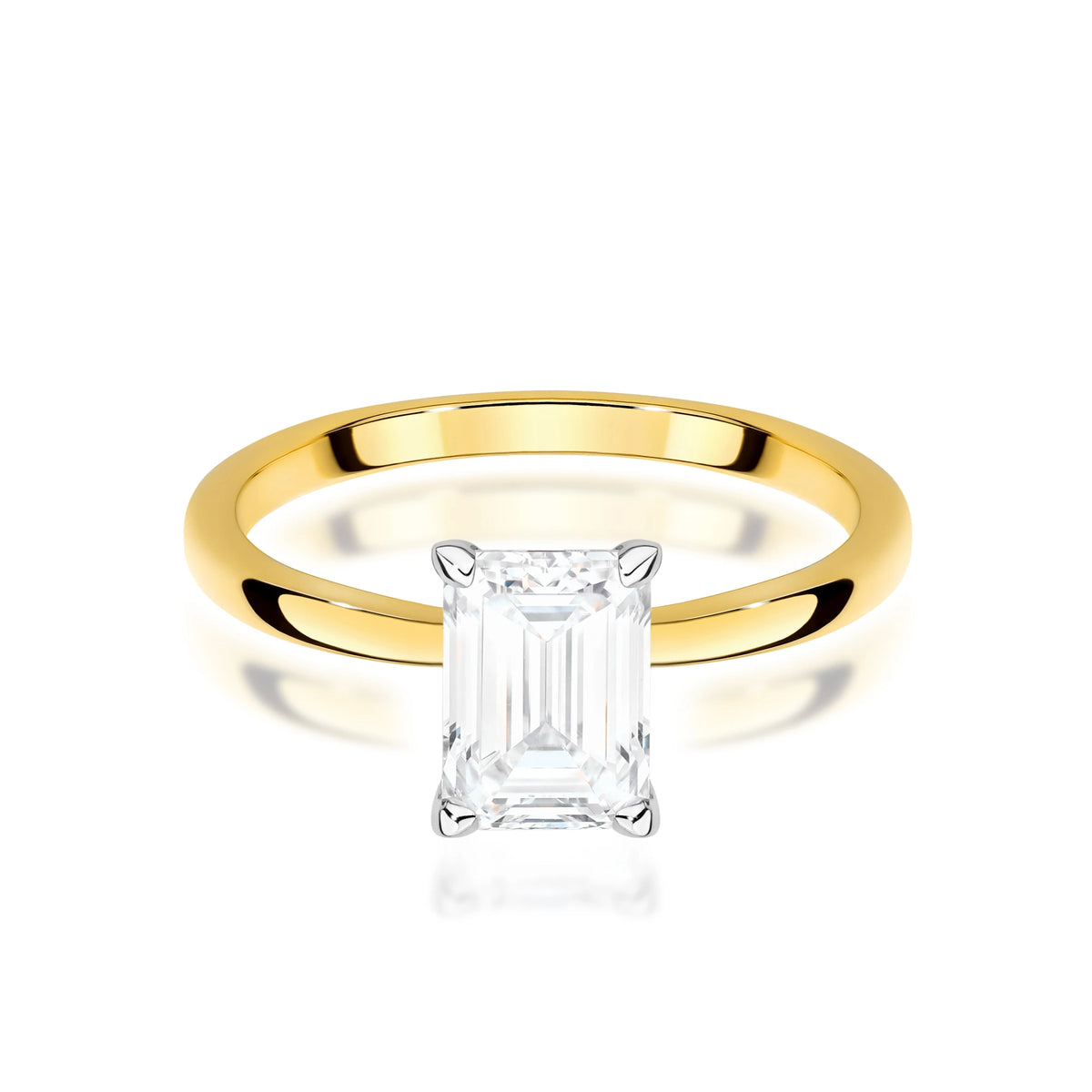 Yellow Gold Ring with Emerald 1,50ct Lab-grown Diamond