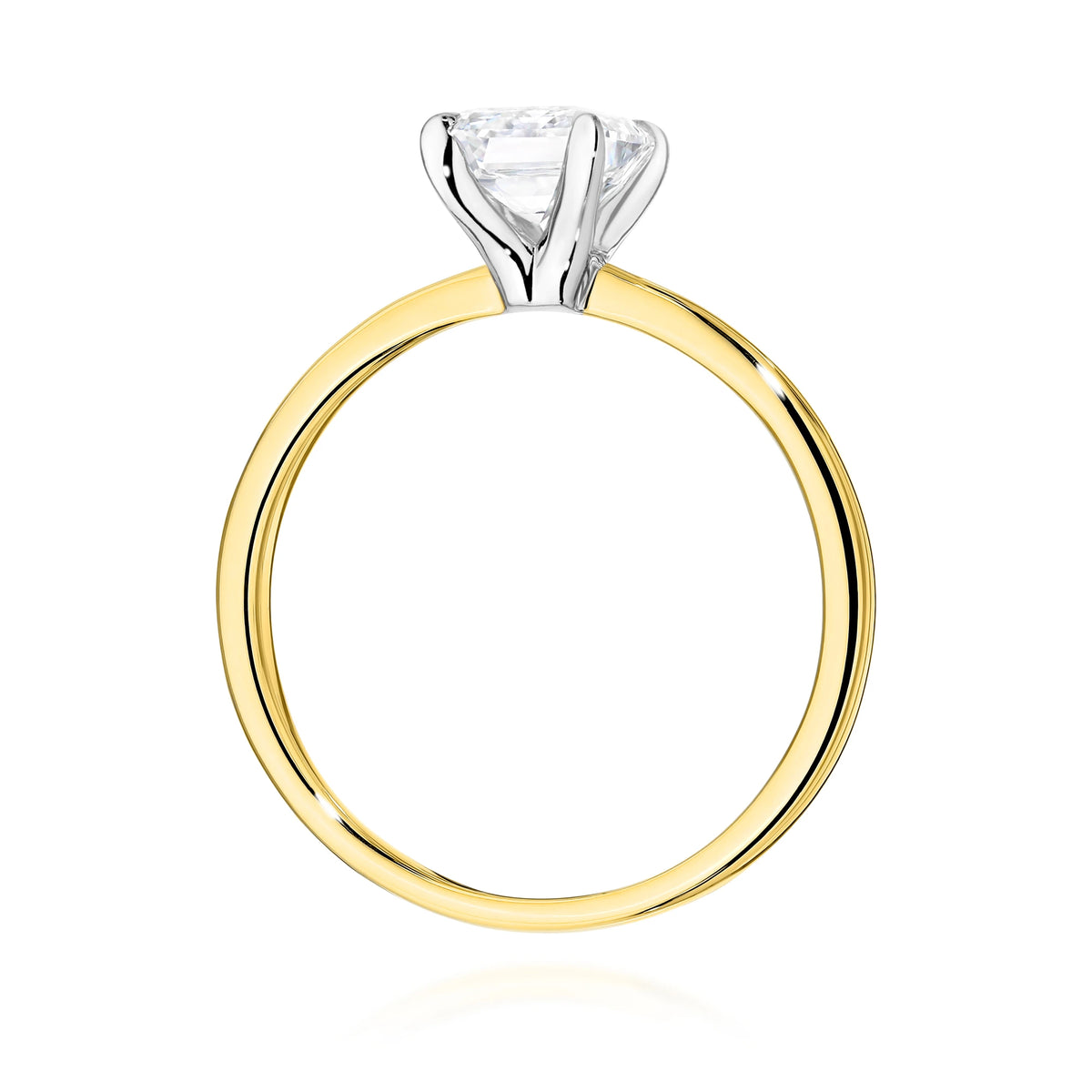 Yellow Gold Ring with Emerald 1,50ct Lab-grown Diamond