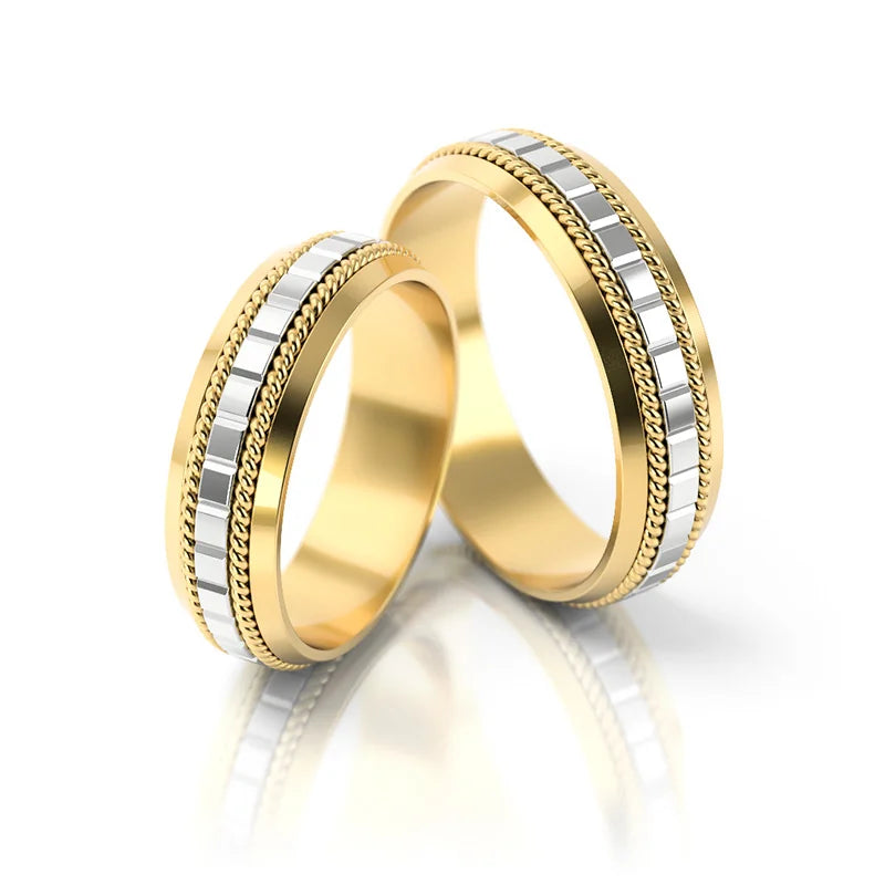 Exquisite zweifarbige Gold Eheringe 5.5mm