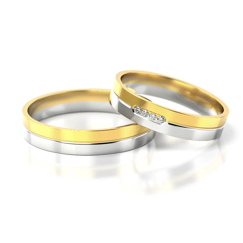Dvojfarebné zlaté obrúčky s diamantmi 4 mm