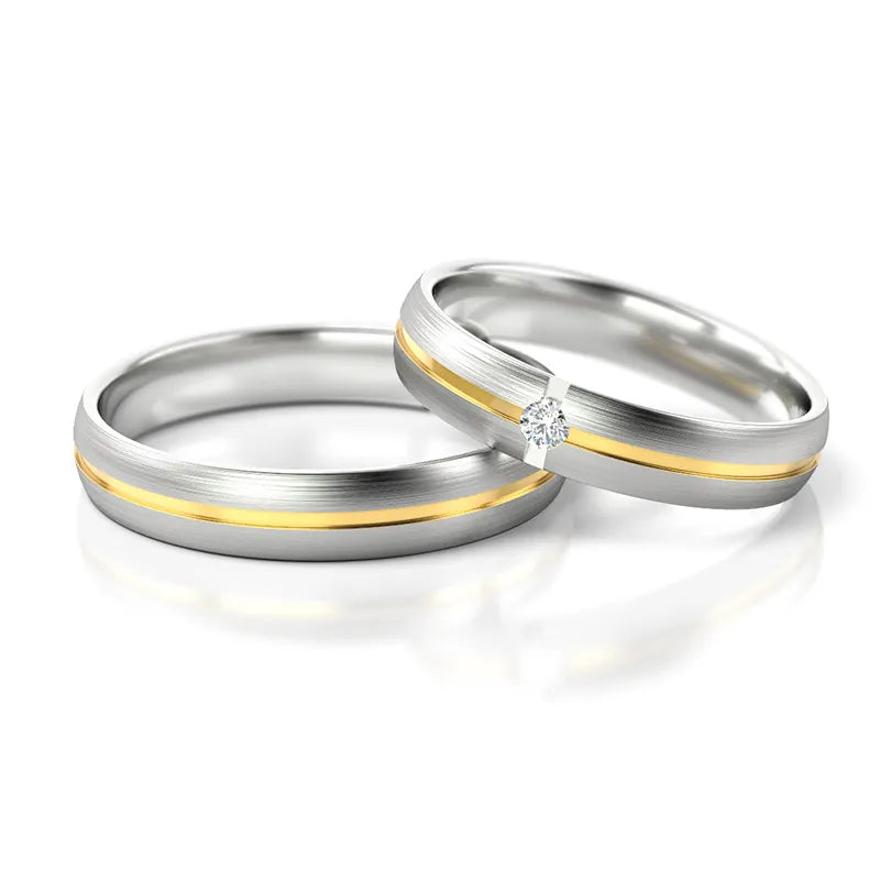 Dvojfarebné zlaté obrúčky so zirkónmi 4mm