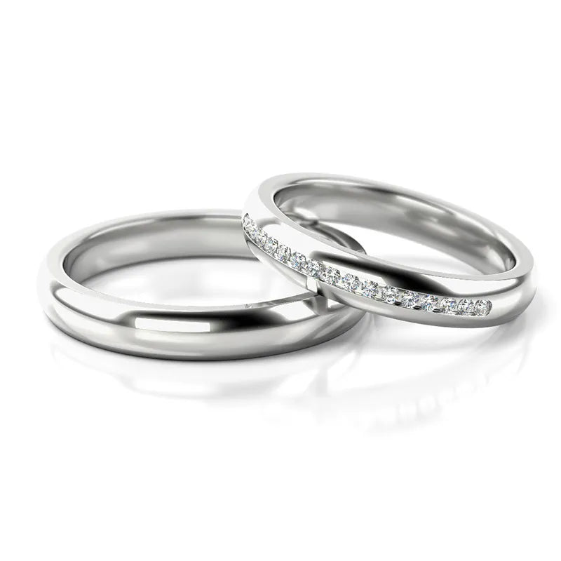 Snubní prsteny z bílého zlata se zirkony 3,5 mm