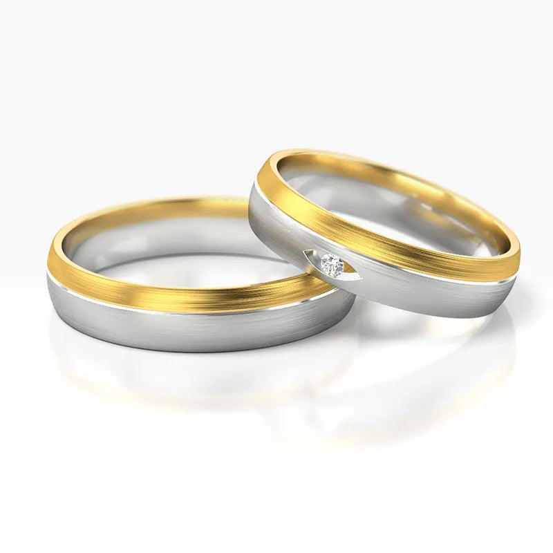 Dvojfarebné zlaté obrúčky so zirkónmi 4,5 mm