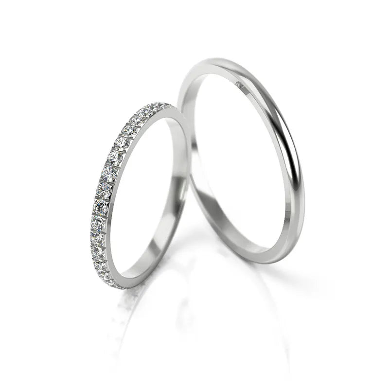 Úzké snubní prsteny z bílého zlata se zirkonií 1,8 mm