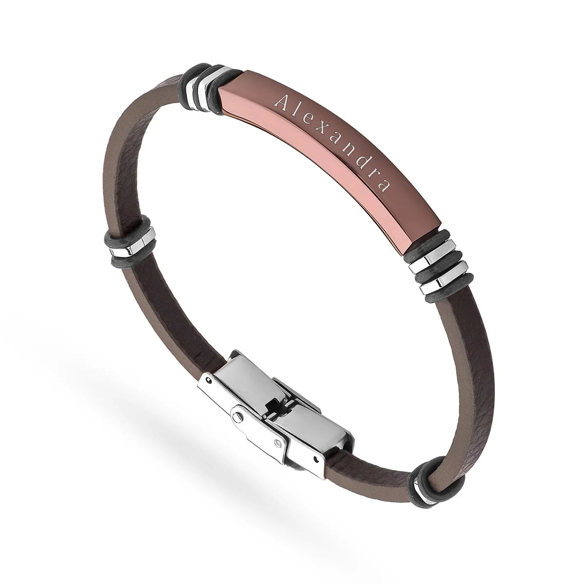 pánský kožený a ocelový náramek pro rytí bs025