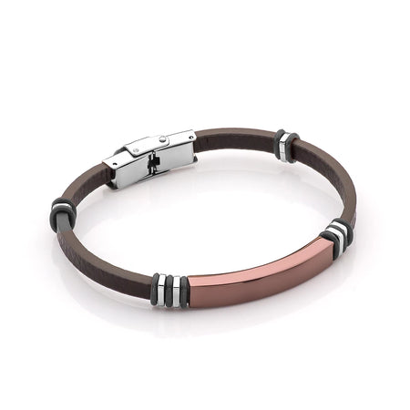 pánský kožený a ocelový náramek pro rytí bs025