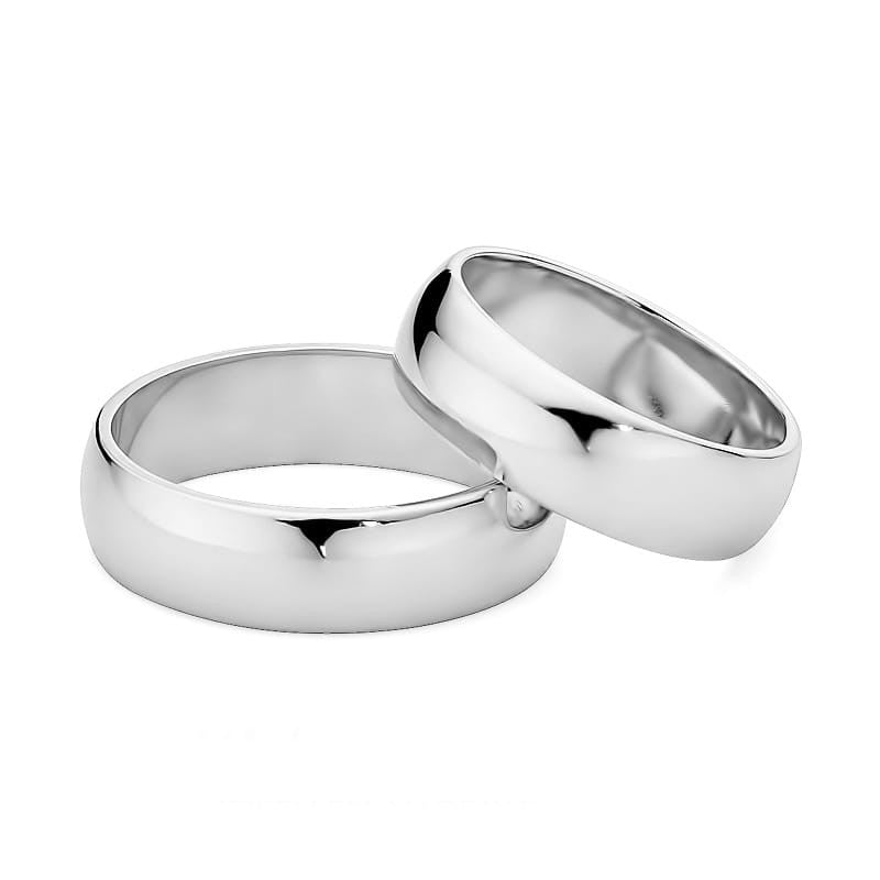 Klassische halbrunde Gold-Trauringe 6mm