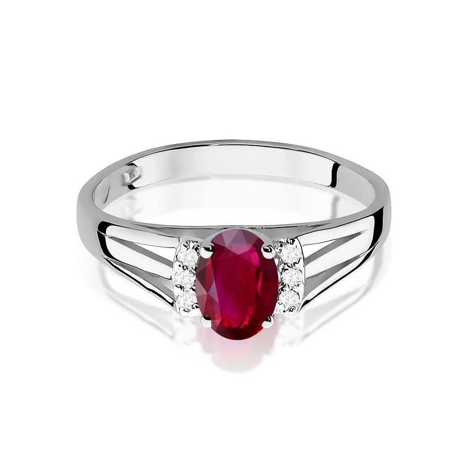 Goldring mit 0,60 ct Rubin und Diamanten