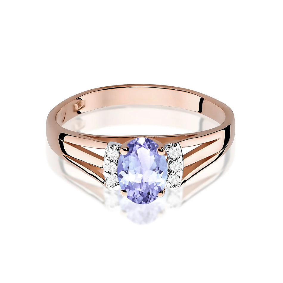 Goldring mit 0,40 ct Tansanit und Diamanten