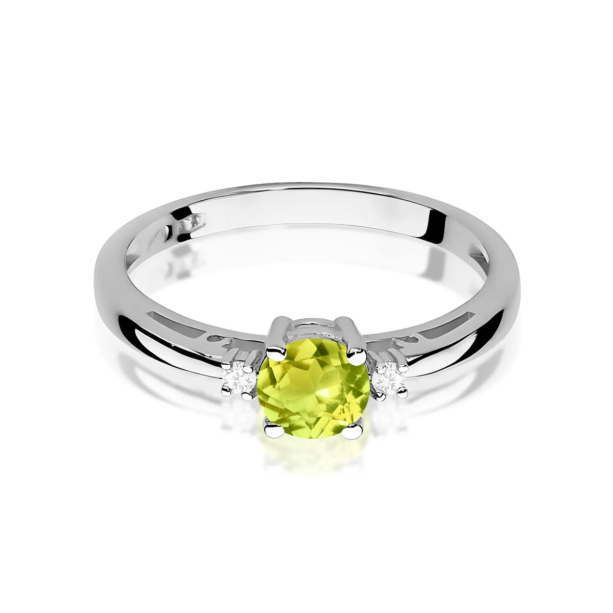 zlatý prsten s 0,60 ct olivínem a diamanty w0010-peg-01