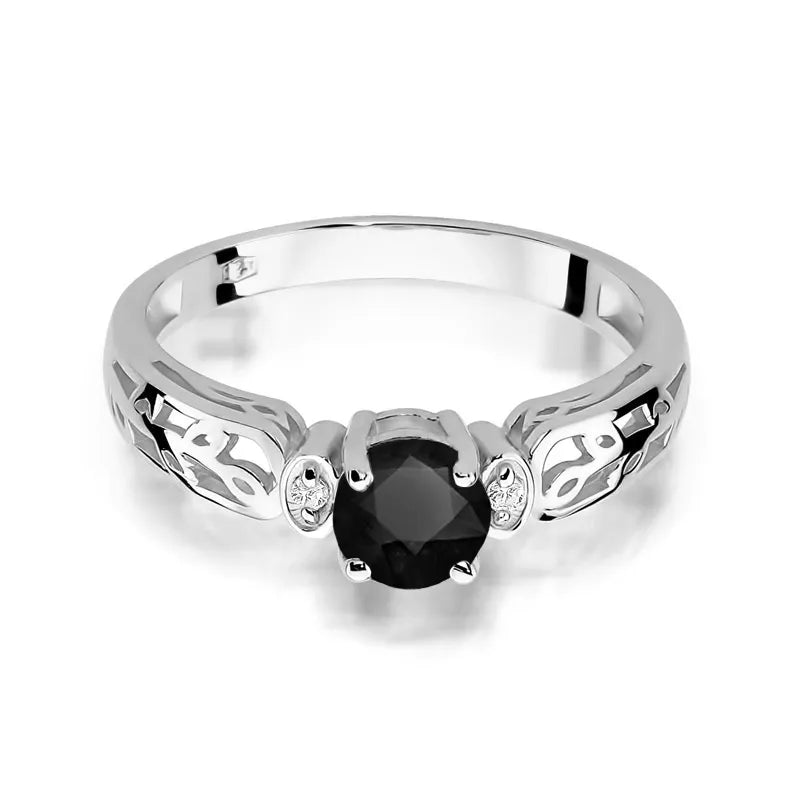 zlatý prsteň s 0,50 ct čiernymi a 0,02 ct diamantmi w0014-dib-01