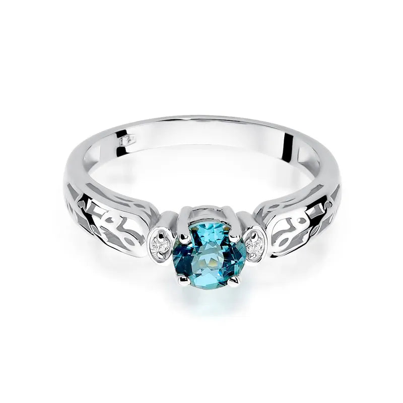 zlatý prsteň s topásom 0,50 ct a diamantmi 0,02 ct w0014-tob-01