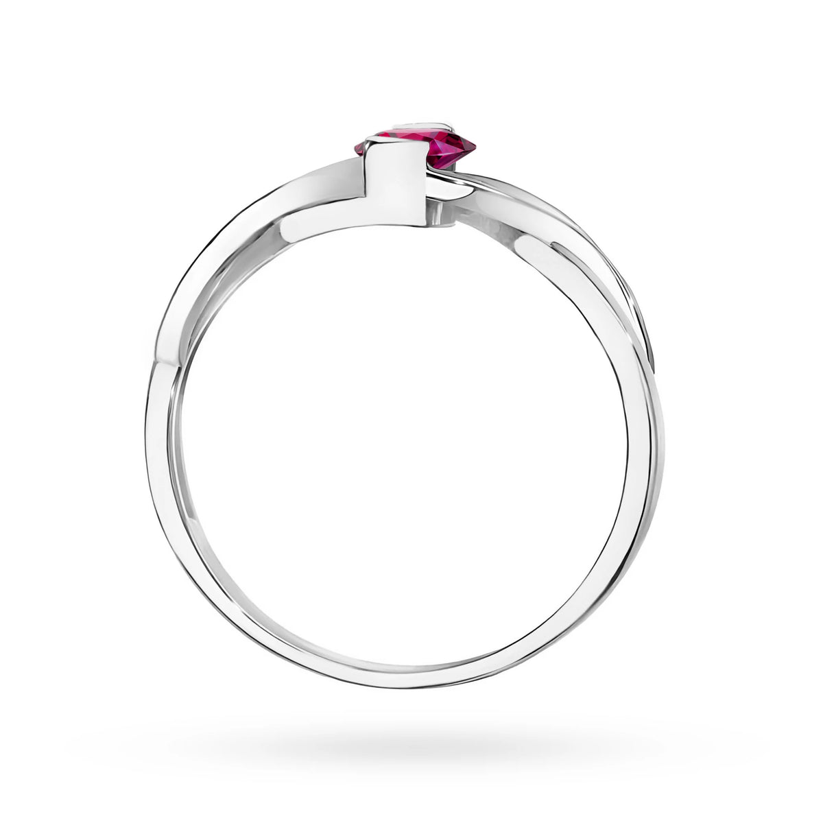 Prsteň z bieleho zlata s 0,50 ct rodolitom a 0,05 ct diamantmi