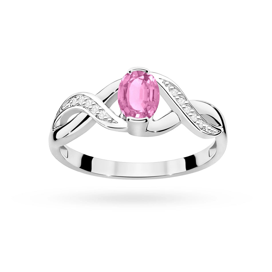 Prsten z bílého zlata s 0,45ct růžovým safírem a 0,05ct diamanty