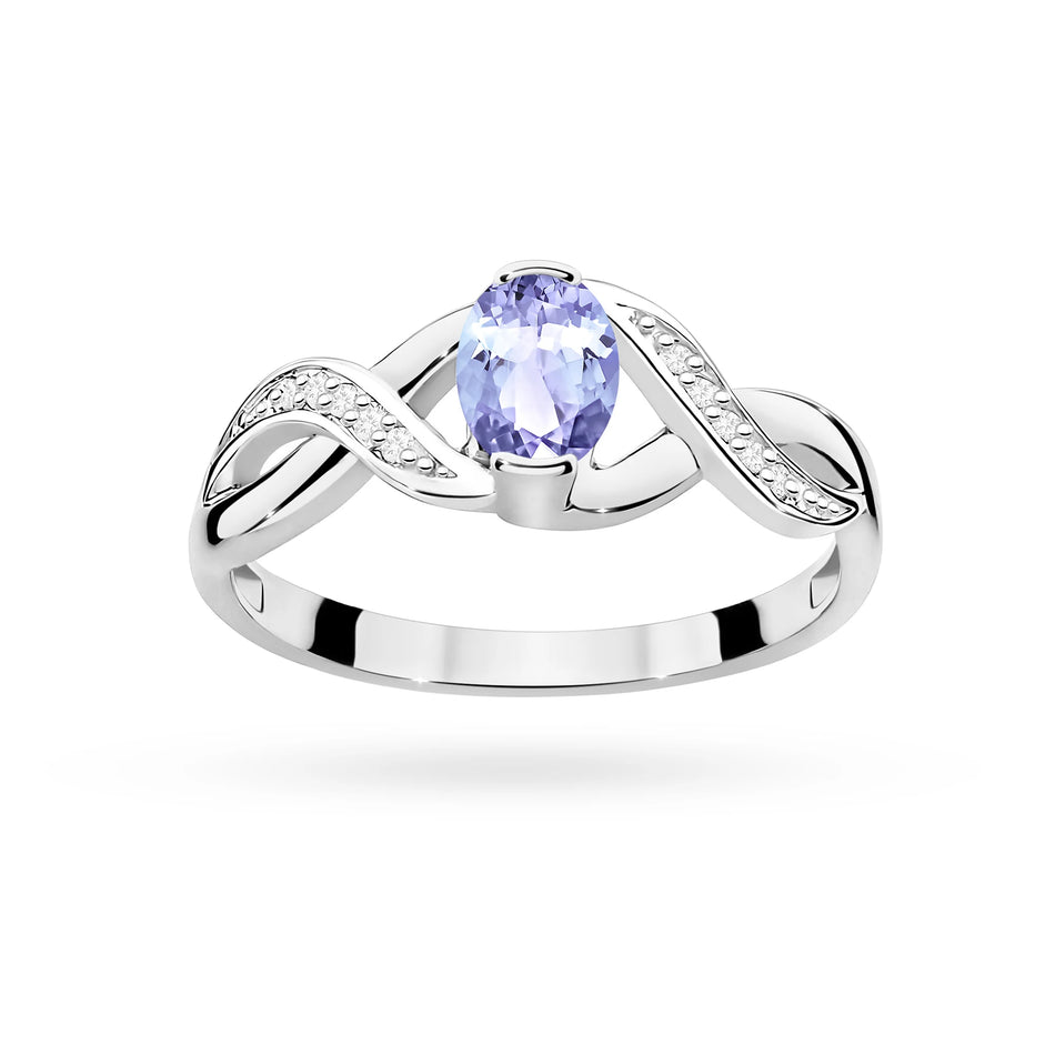 Prsten z bílého zlata s 0,40ct tanzanitem a 0,05ct diamanty