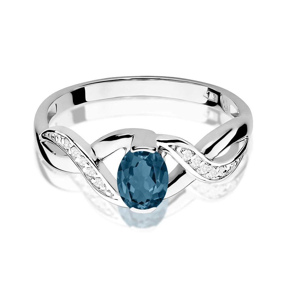 Zlatý prsteň s 0,50 ct topásom London Blue a 0,05 ct diamantmi