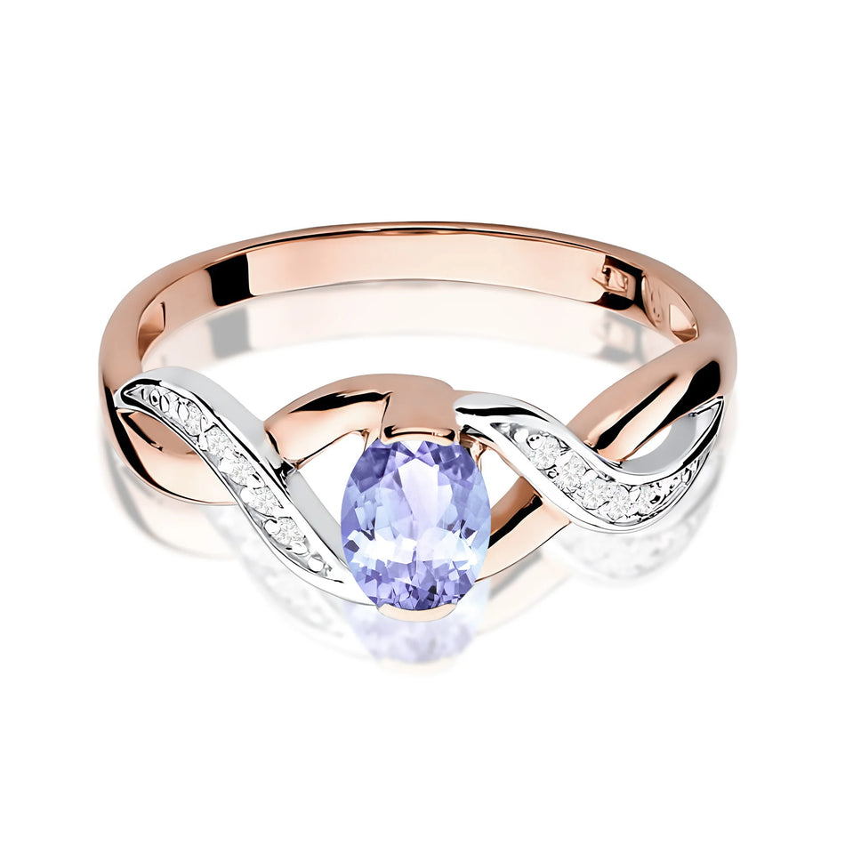 Goldring mit 0,40 ct Tansanit und 0,05 ct Diamanten