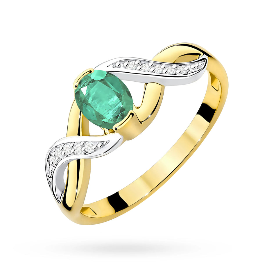 Bague en or avec émeraude de 0,40 ct et diamants de 0,05 ct