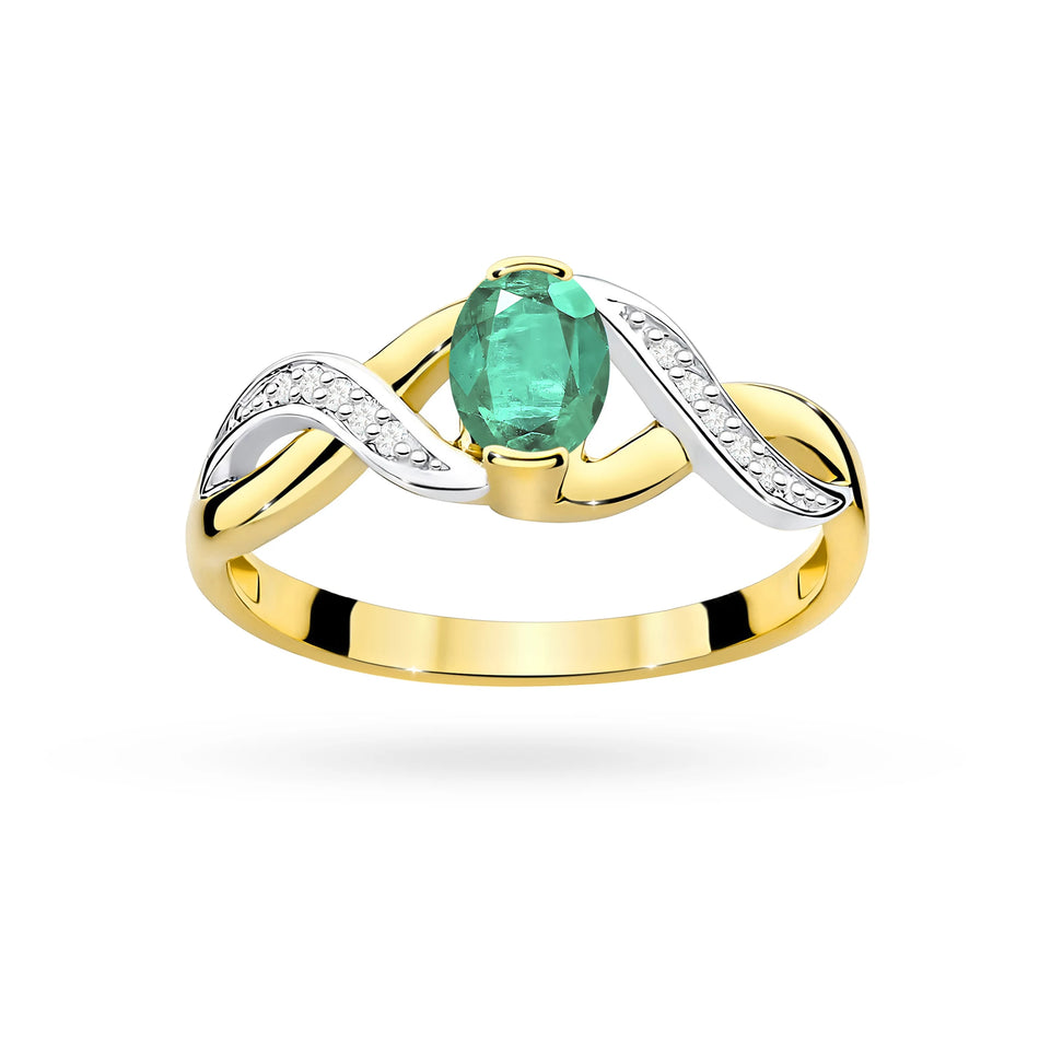 Bague en or avec émeraude de 0,40 ct et diamants de 0,05 ct