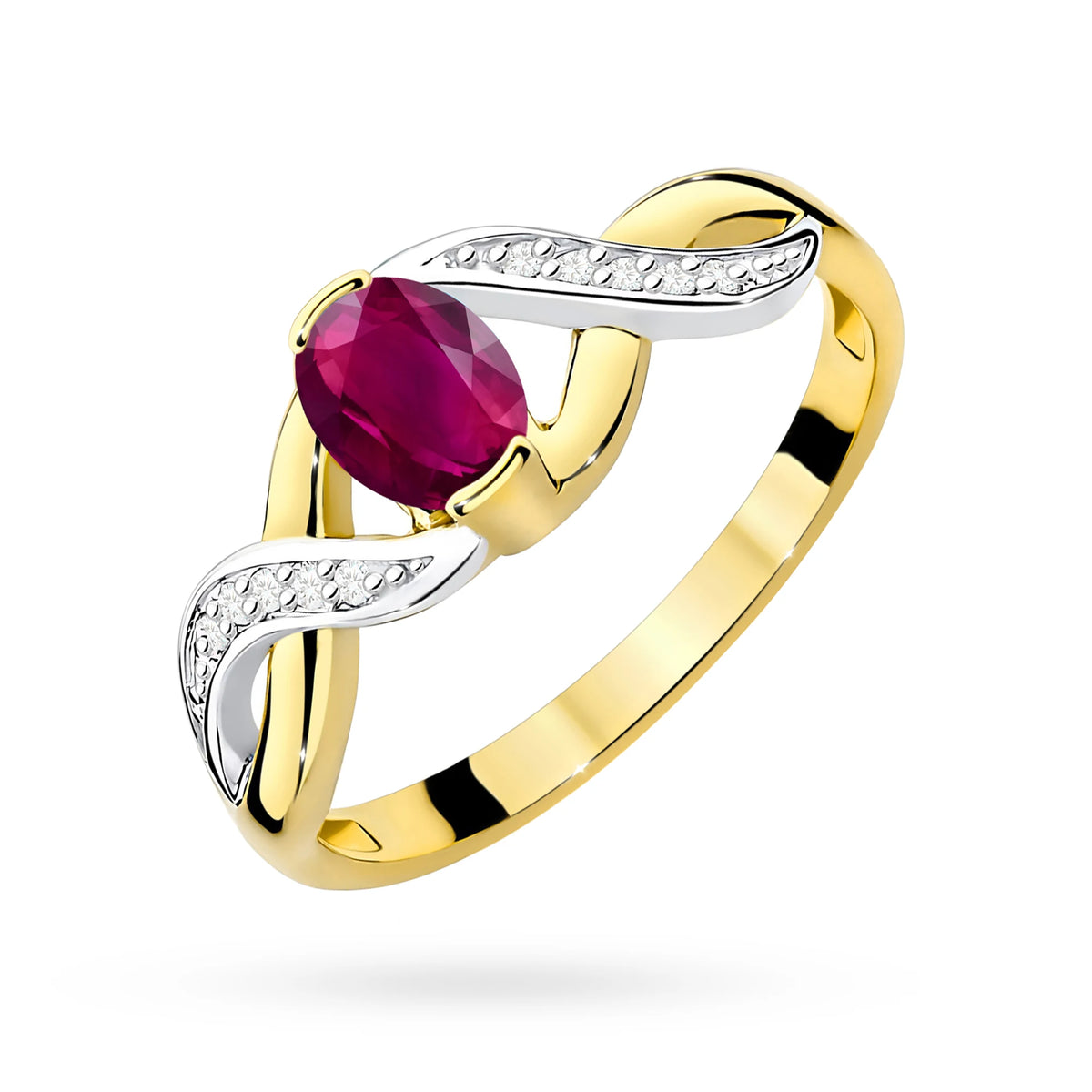 Zlatý prsteň s 0,50 ct rodolitom a 0,05 ct diamantmi