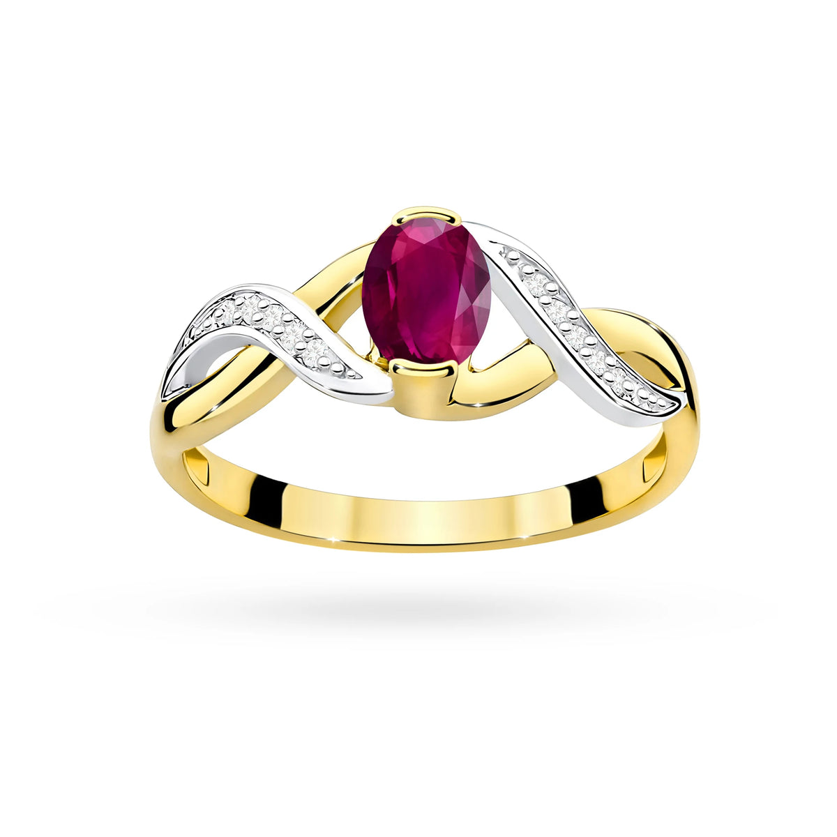 Zlatý prsteň s 0,50 ct rodolitom a 0,05 ct diamantmi