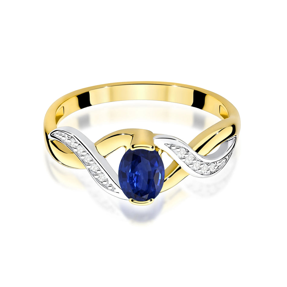 Zlatý prsten se safírem 0,70 ct a diamanty 0,05 ct