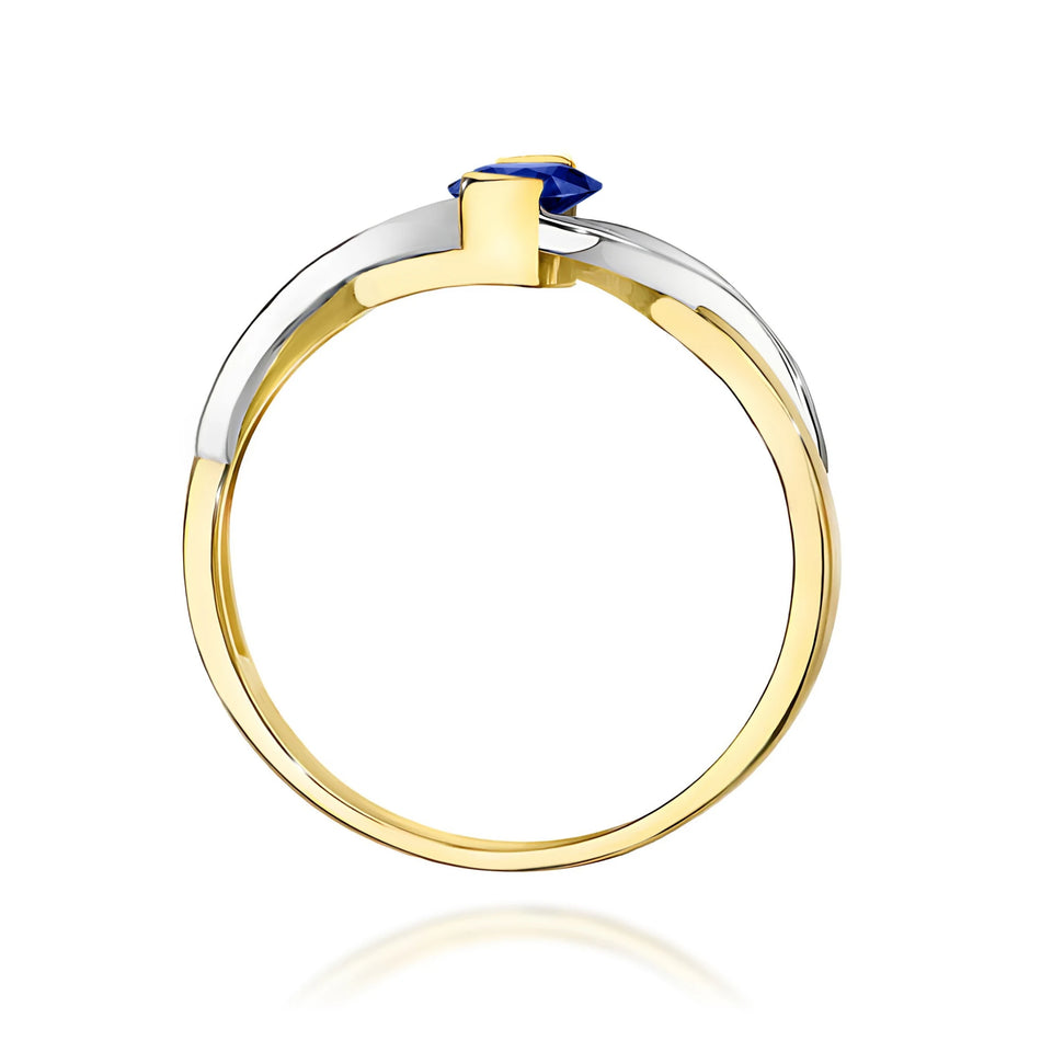 Zlatý prsten se safírem 0,70 ct a diamanty 0,05 ct