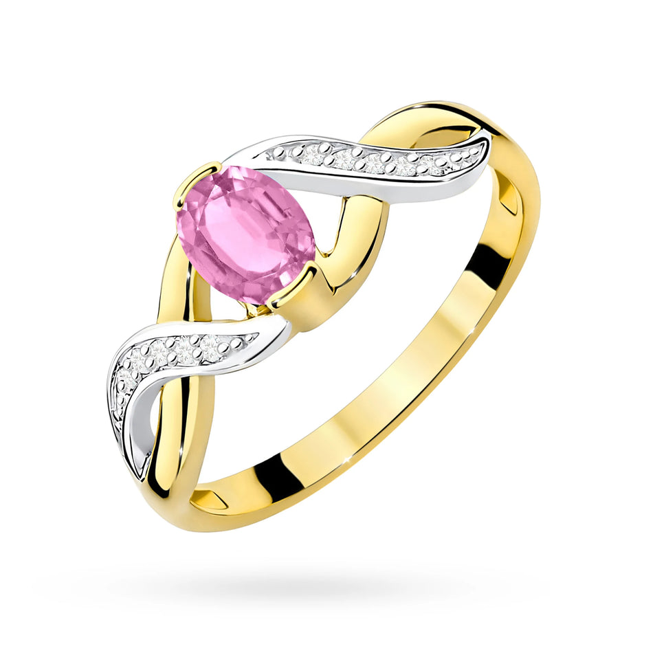 Gold Ring with 0.45ct Pink Sapphire and 0.05ct Diamonds