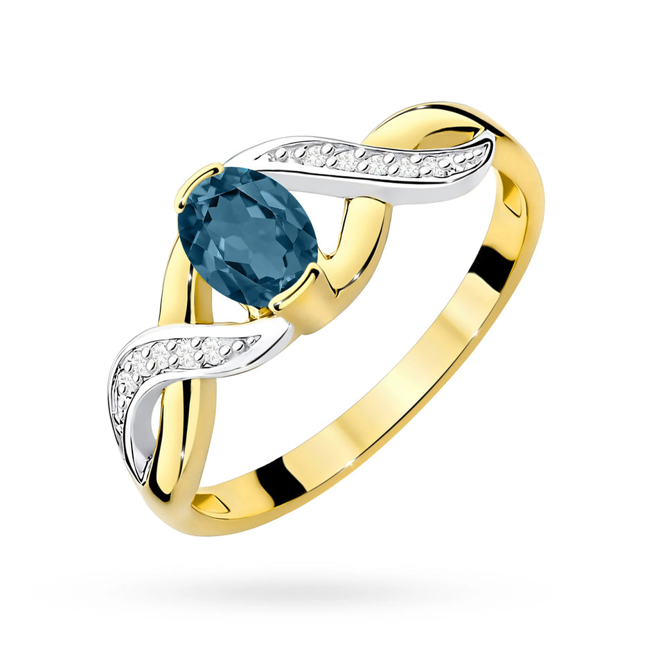 Bague en or avec topaze London Blue 0,50 ct et diamants 0,05 ct