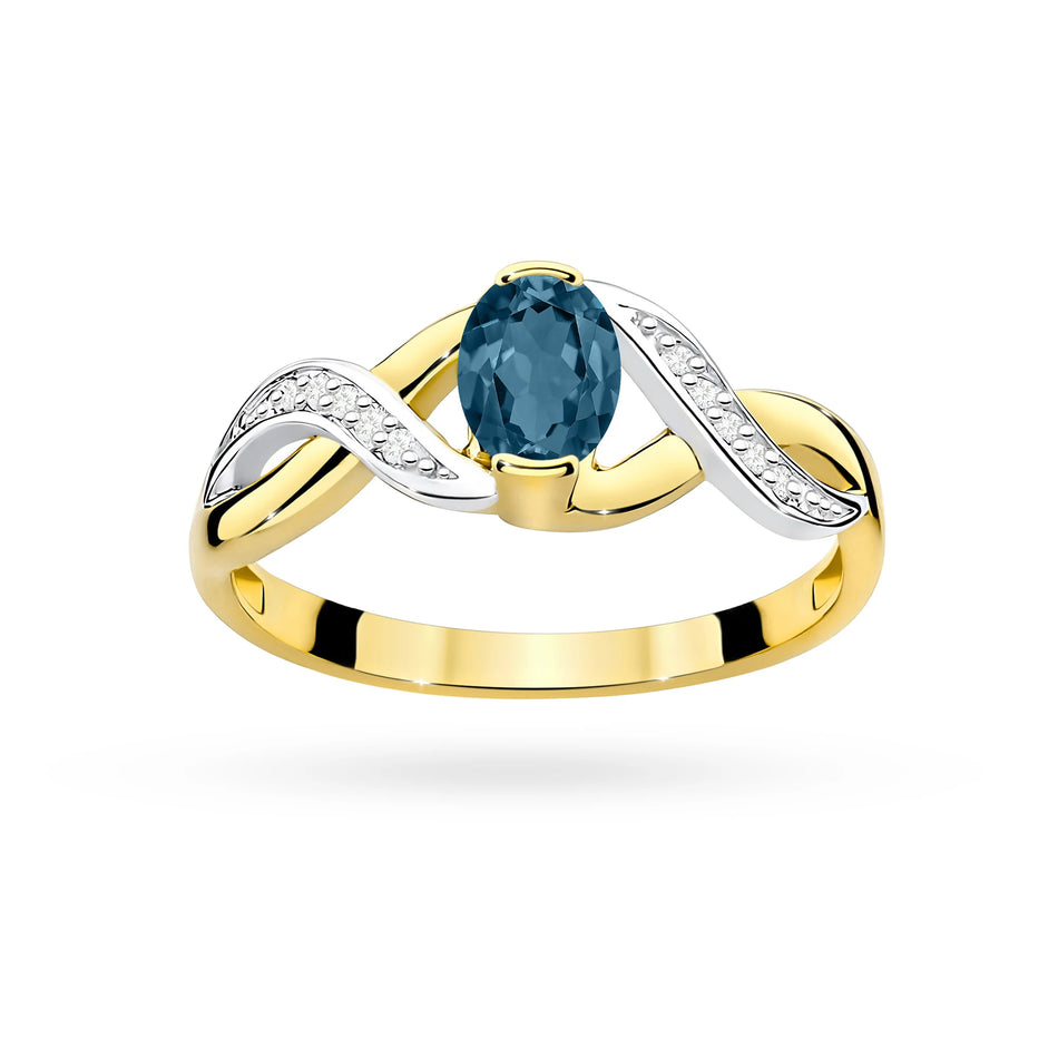 Bague en or avec topaze London Blue 0,50 ct et diamants 0,05 ct