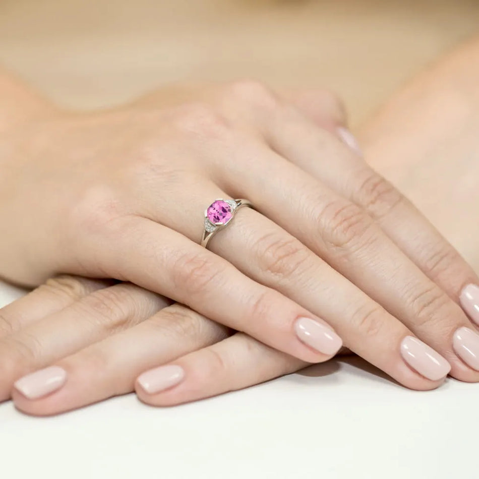 Goldring mit 1,10 ct rosa Topas und 0,01 ct Diamanten W0040-oben-01